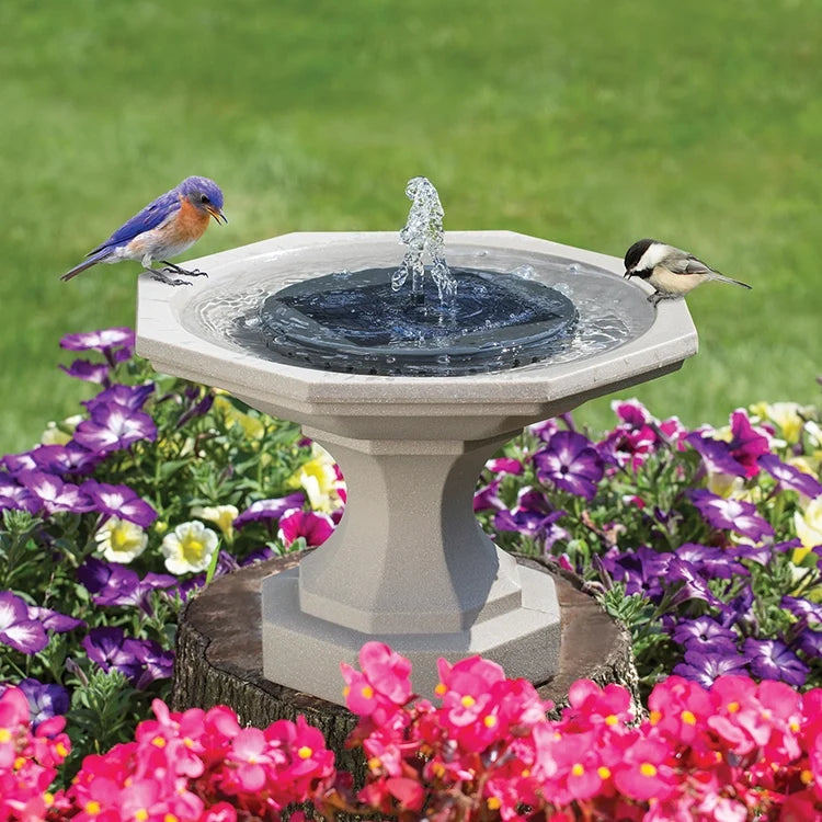 Solar Fountain Bird Bath – Newton Outdoor Bird Bath for Garden