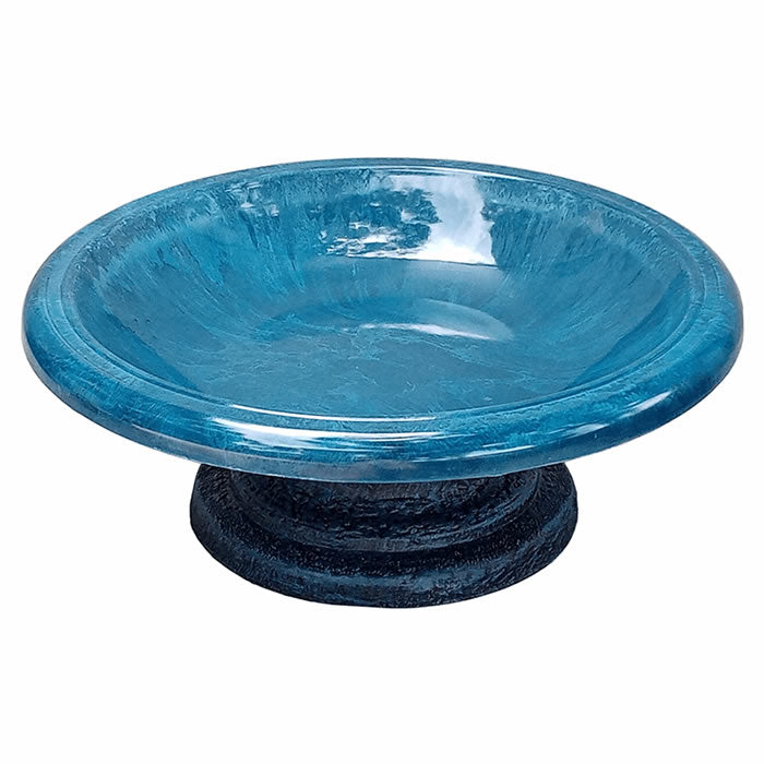 Short Azure Blue Fiber Clay Bird Bath