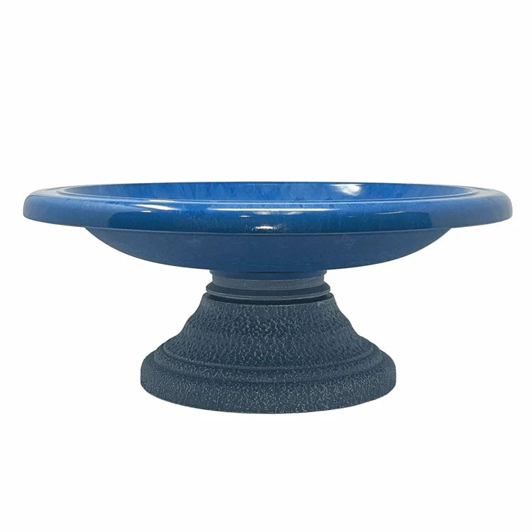 Short Azure Blue Fiber Clay Bird Bath