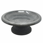Short Cool Grey Fiber Clay Bird Bath