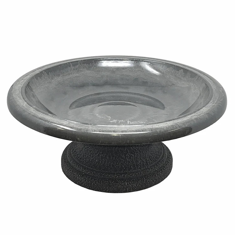 Short Cool Grey Fiber Clay Bird Bath
