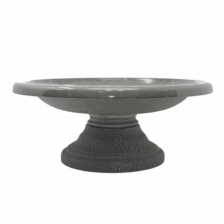 Short Cool Grey Fiber Clay Bird Bath
