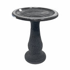 24" Cool Gray Fiber Clay Outdoor Bird Bath – Lightweight Concrete-Style