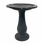 24" Cool Gray Fiber Clay Outdoor Bird Bath – Lightweight Concrete-Style