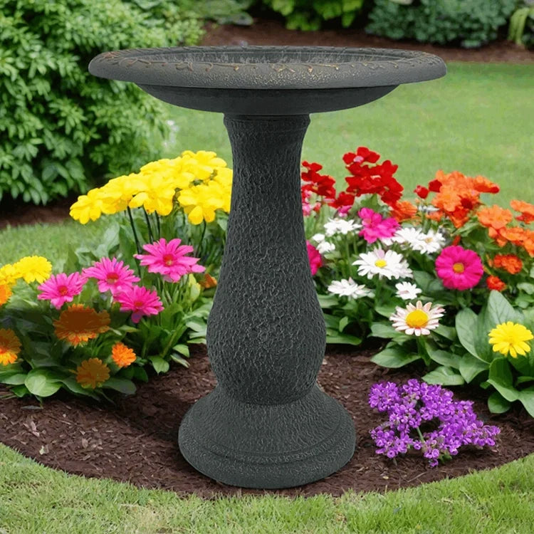 24" Sand Fiber Clay Bird Bath