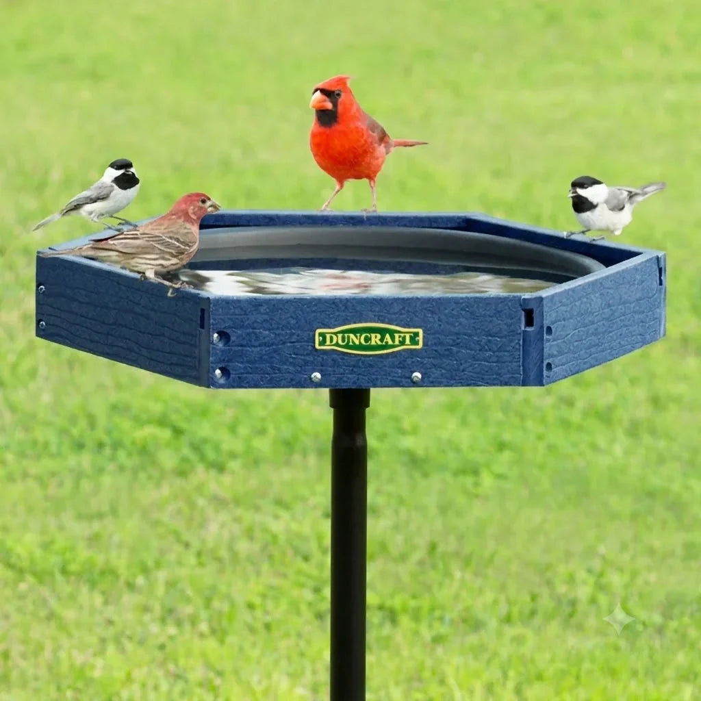 Duncraft Blue Hexagon Post Bird Bath