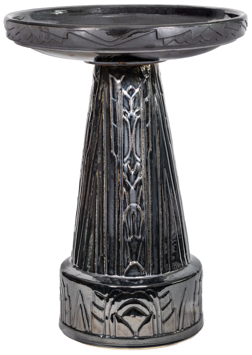Art Deco Birdbath Set - Mirror Black