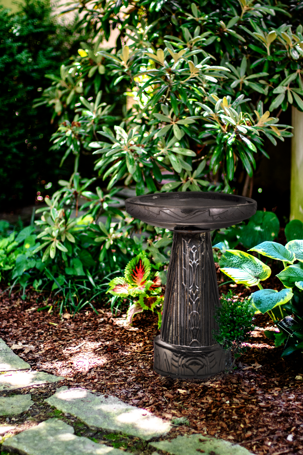 Art Deco Birdbath Set - Mirror Black