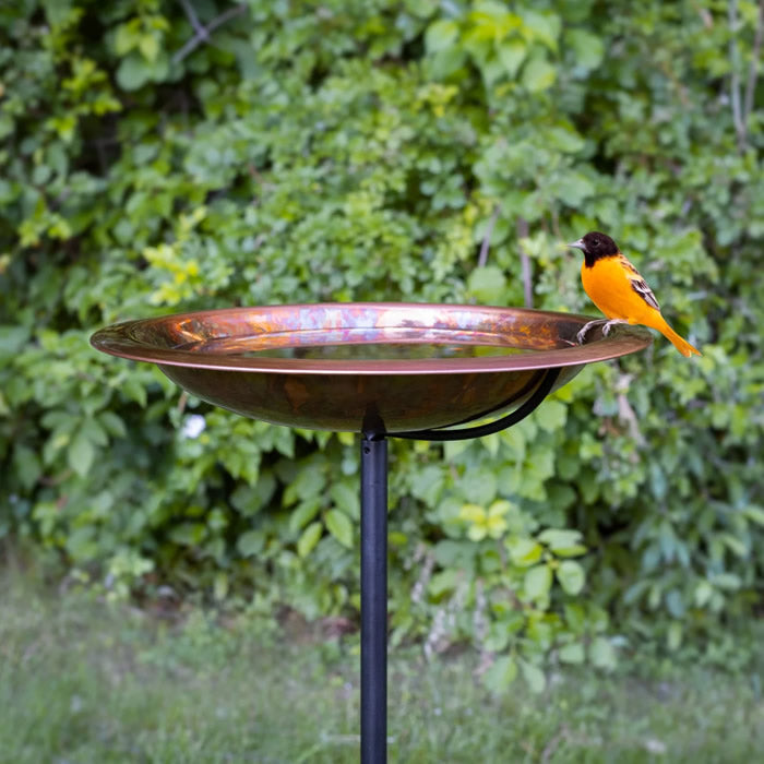 Pure Copper Bird Bath Stake – Fired Finish Outdoor Garden Decor