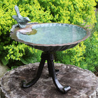 Scallop Shell Bird Bath with Tripod Stand – Decorative Outdoor Garden Decor