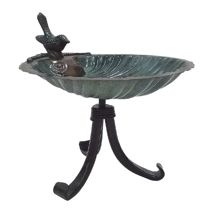 Scallop Shell Bird Bath with Tripod Stand – Decorative Outdoor Garden Decor