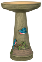 Handpainted BlueBird Birdbath Set