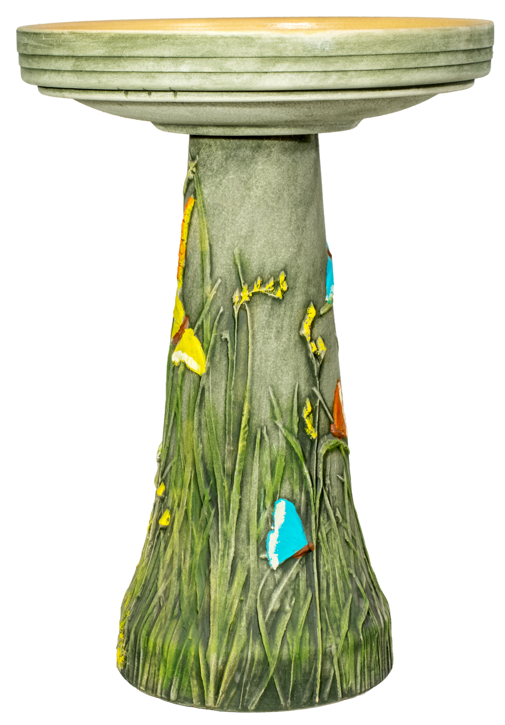 Handpainted Butterfly Birdbath Set