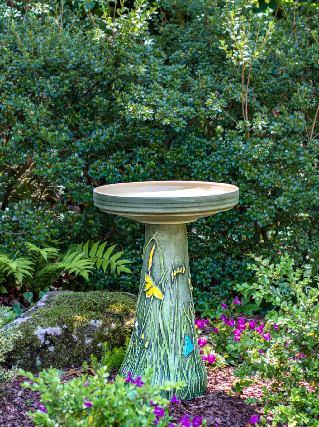 Handpainted Butterfly Birdbath Set