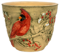 Handpainted Cardinal 8" Planter - Aged