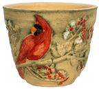 Handpainted Cardinal 8" Planter - Aged