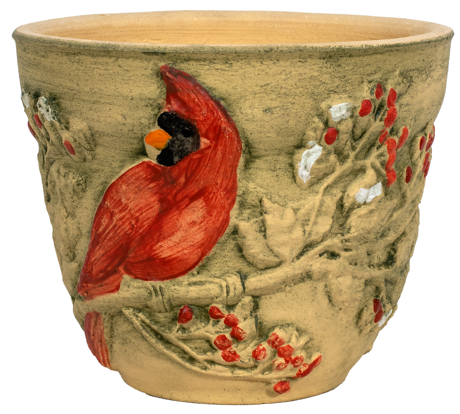 Handpainted Cardinal 8" Planter - Aged