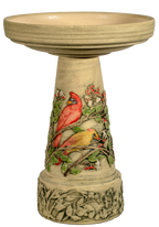 Handpainted Summer Cardinal Birdbath Set