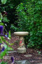 Handpainted Summer Cardinal Birdbath Set