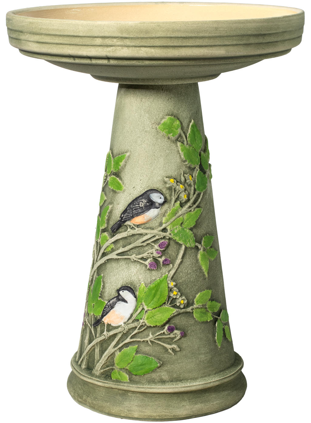 Handpainted Chickadee Birdbath Set