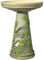 Handpainted Chickadee Birdbath Set