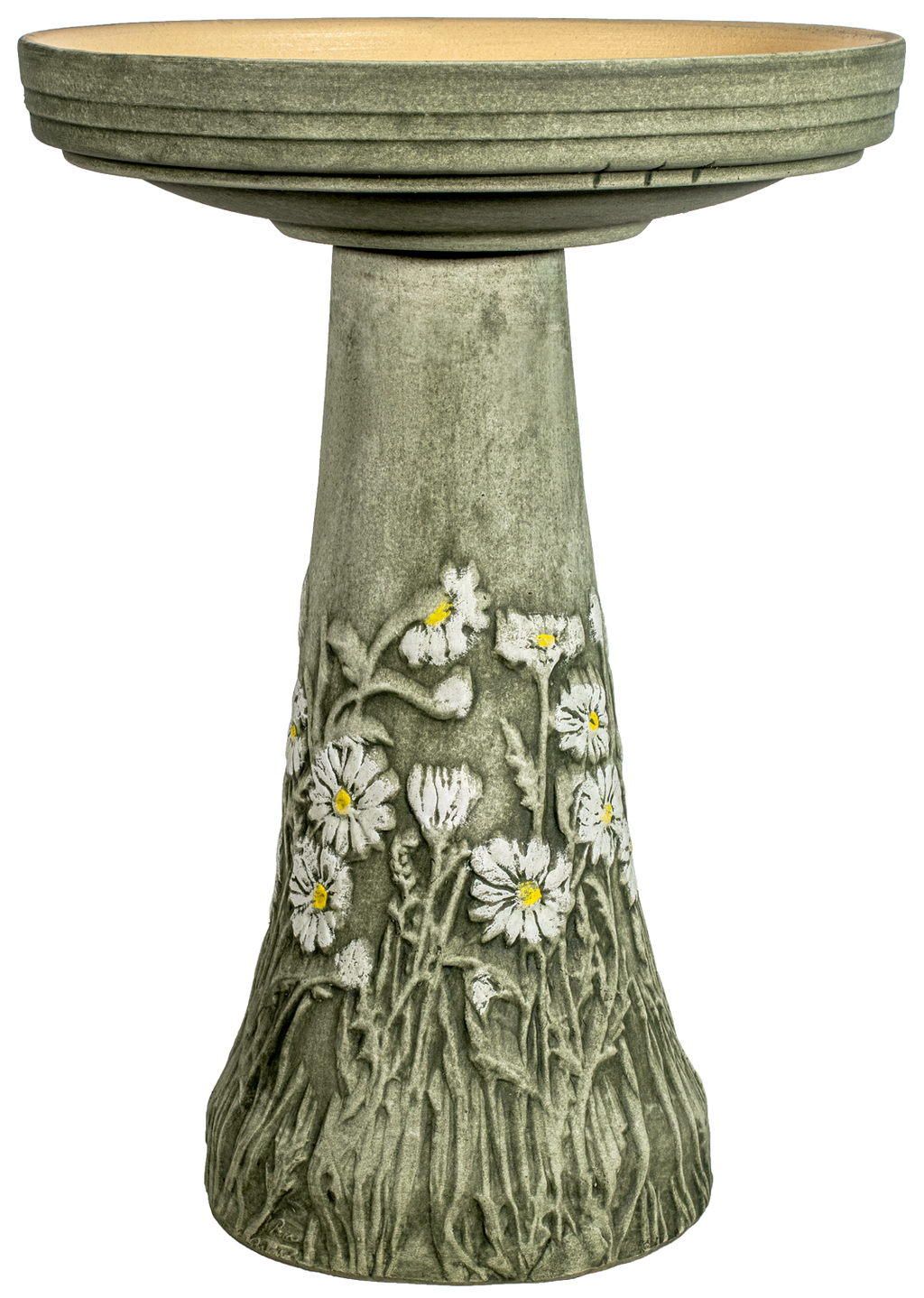 Handpainted Daisy Birdbath Set