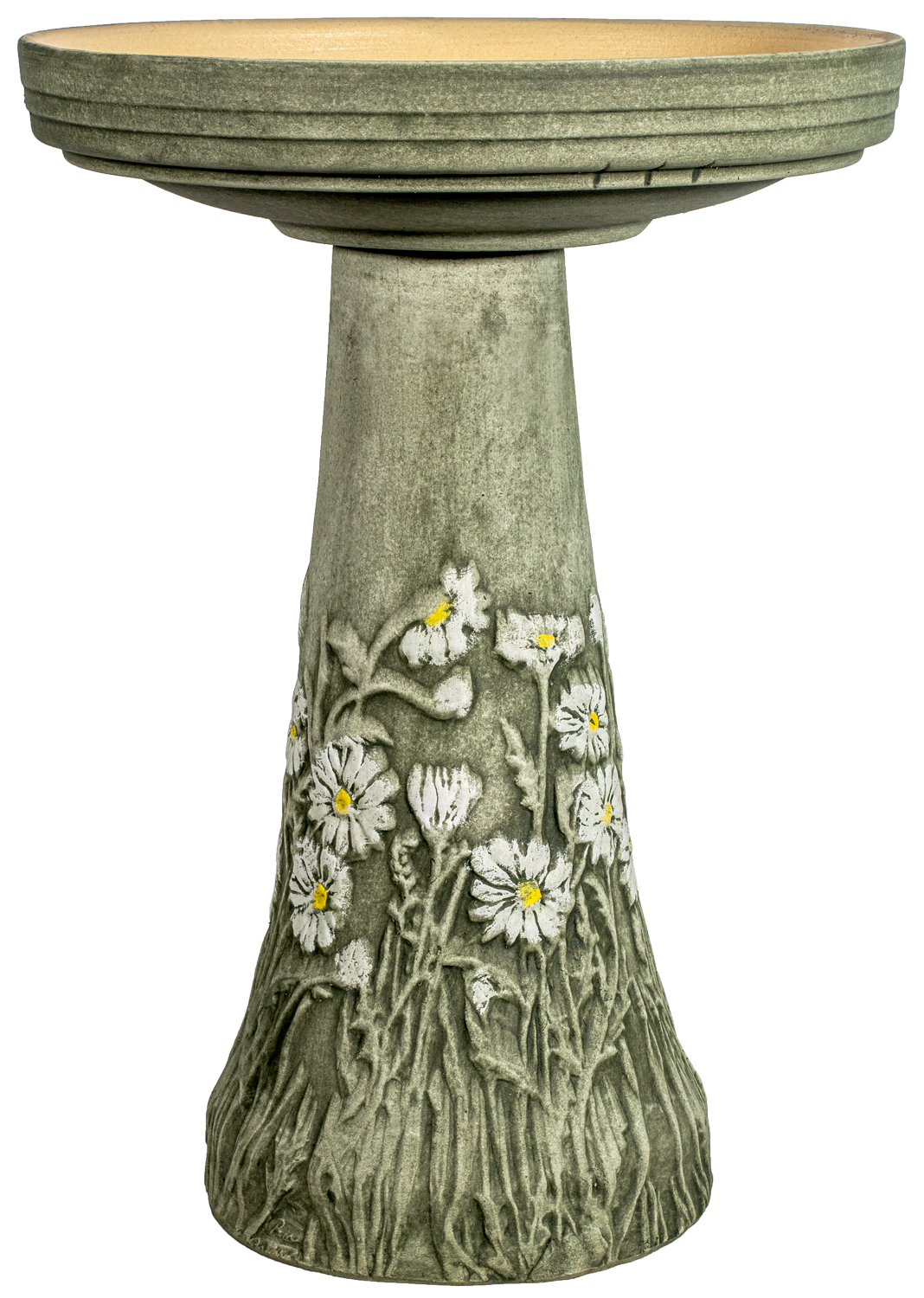 Handpainted Daisy Birdbath Set