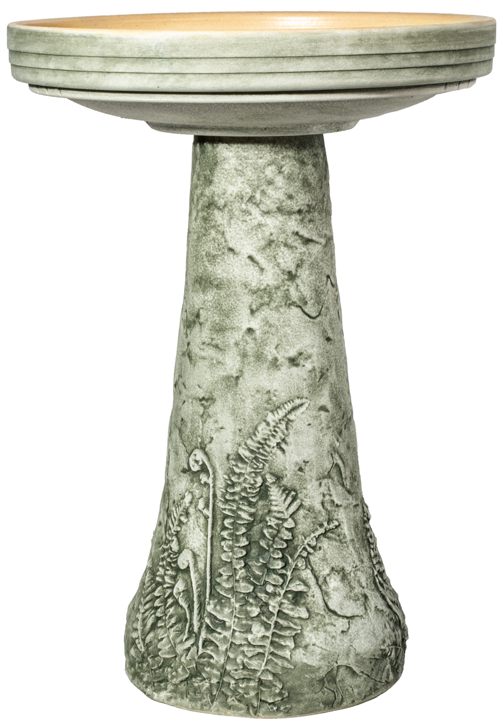 HandAged Fern Birdbath Set