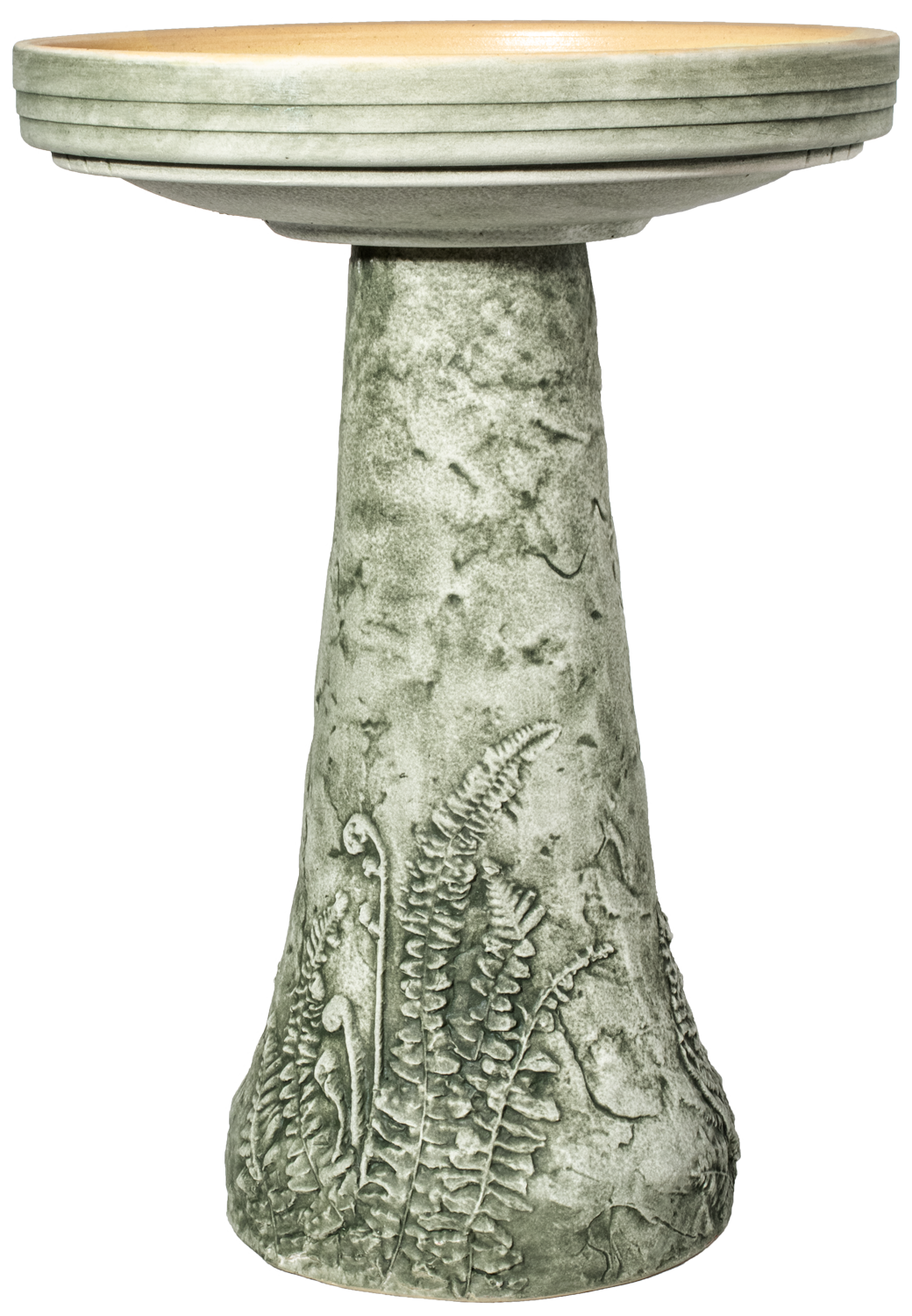 HandAged Fern Birdbath Set