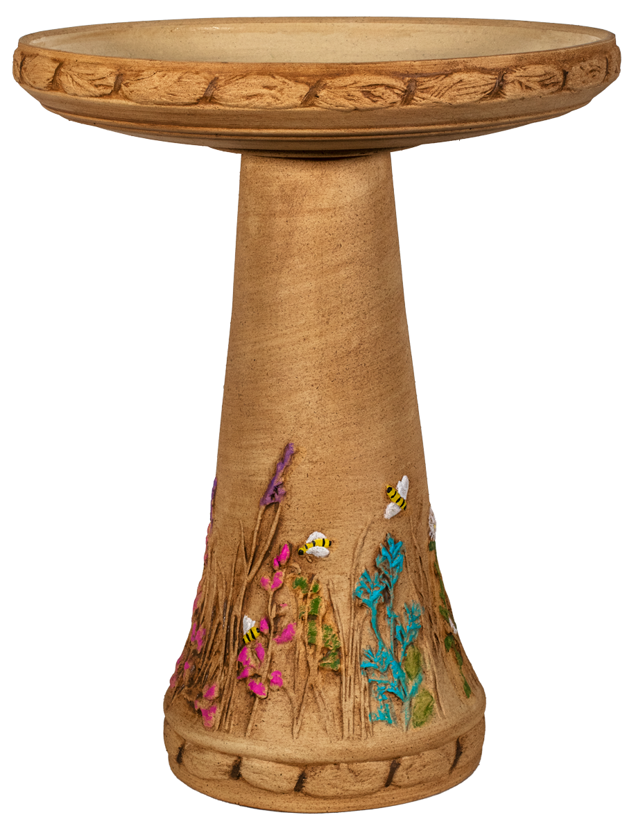 Handpainted Garden Bee Birdbath Set