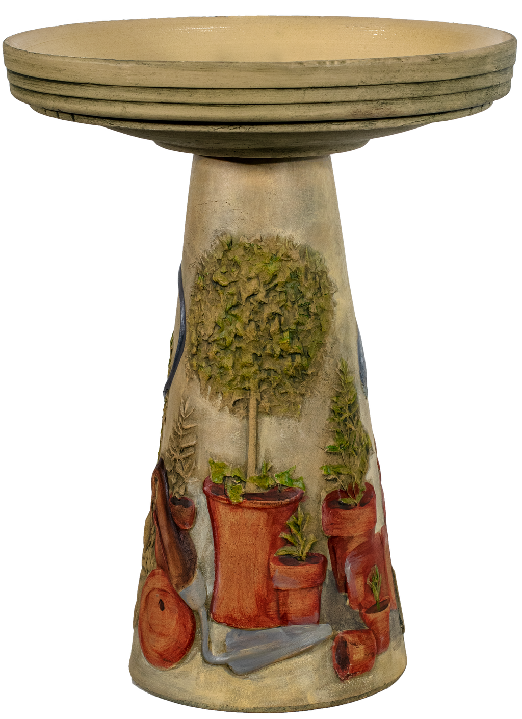 Handpainted Garden Tool's Birdbath Set