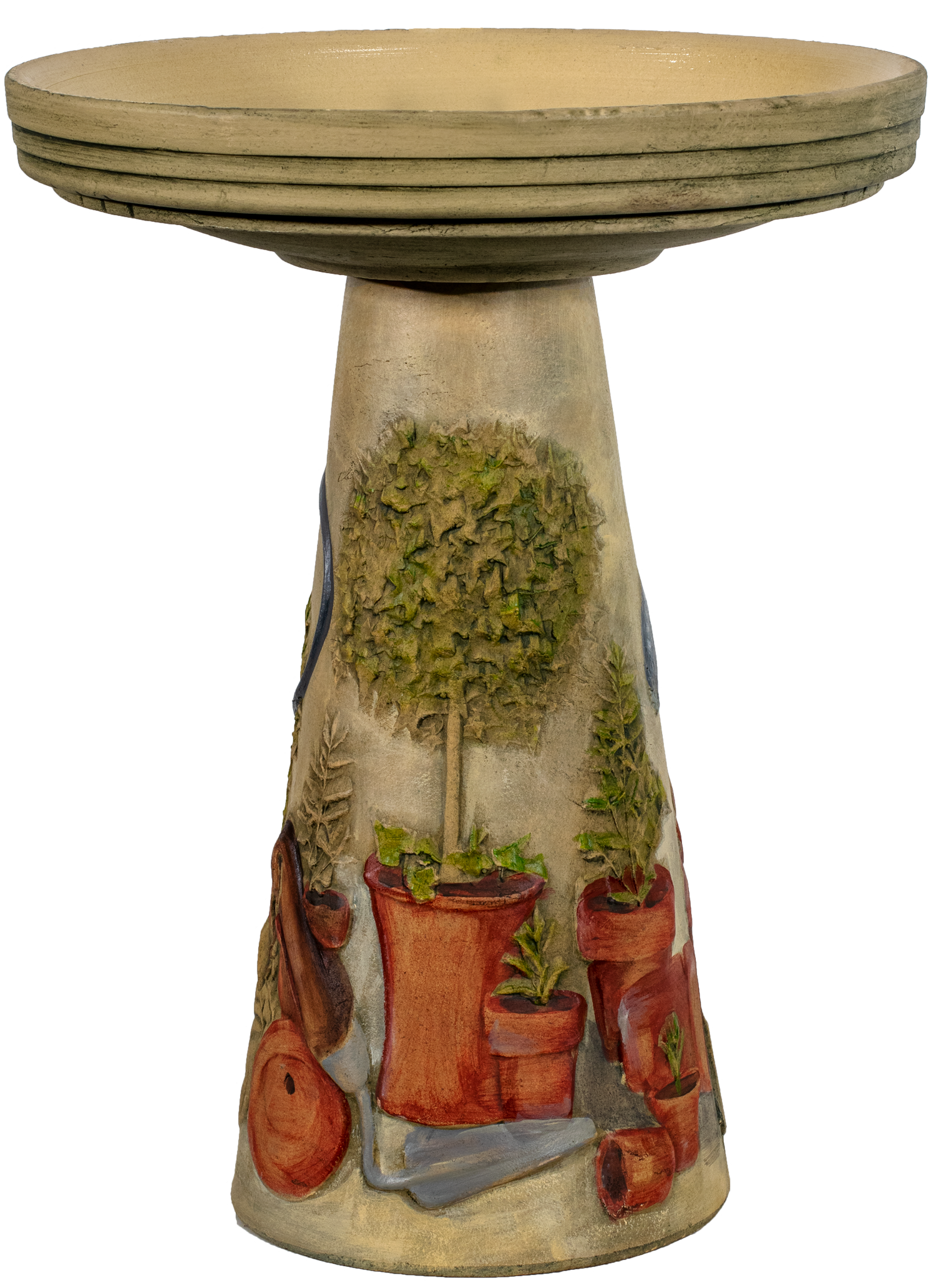 Handpainted Garden Tool's Birdbath Set