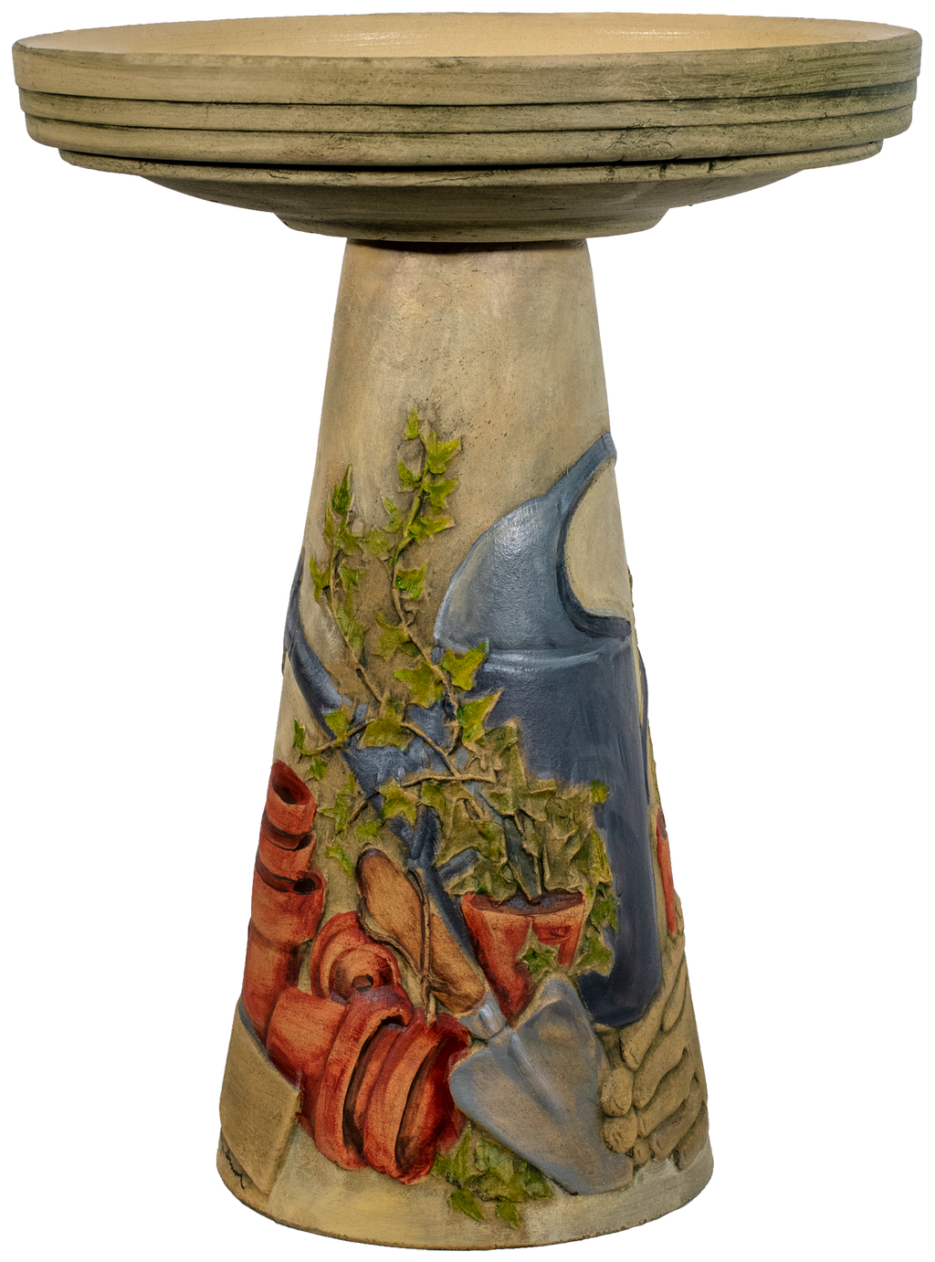Handpainted Garden Tool's Birdbath Set