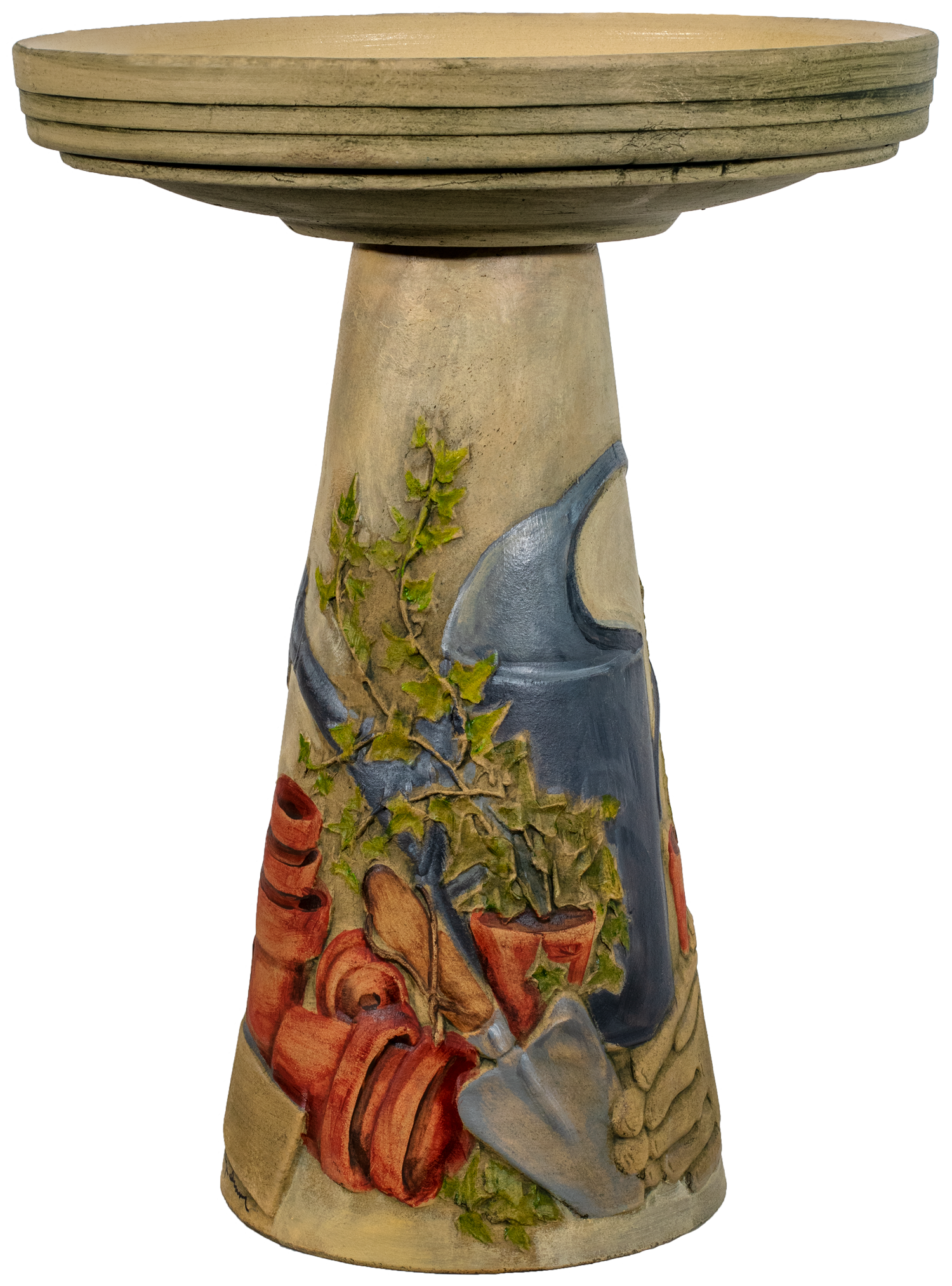 Handpainted Garden Tool's Birdbath Set
