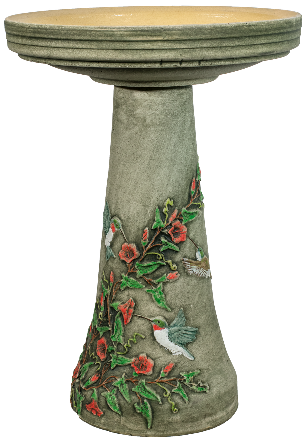 Handpainted Hummingbird Birdbath Set