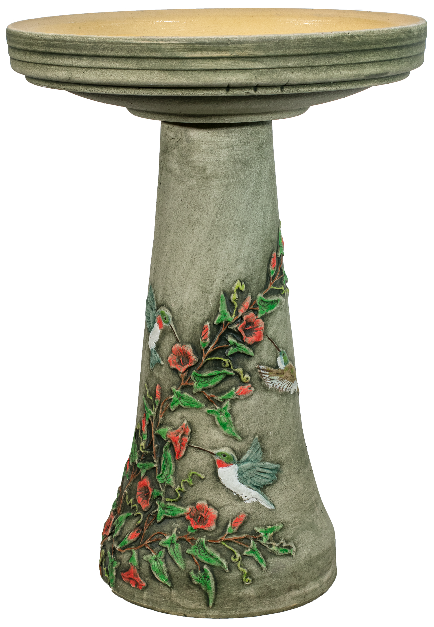 Handpainted Hummingbird Birdbath Set