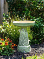 Handpainted Lavender Birdbath Set