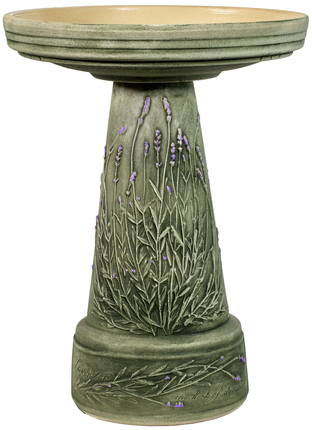 Handpainted Lavender Birdbath Set