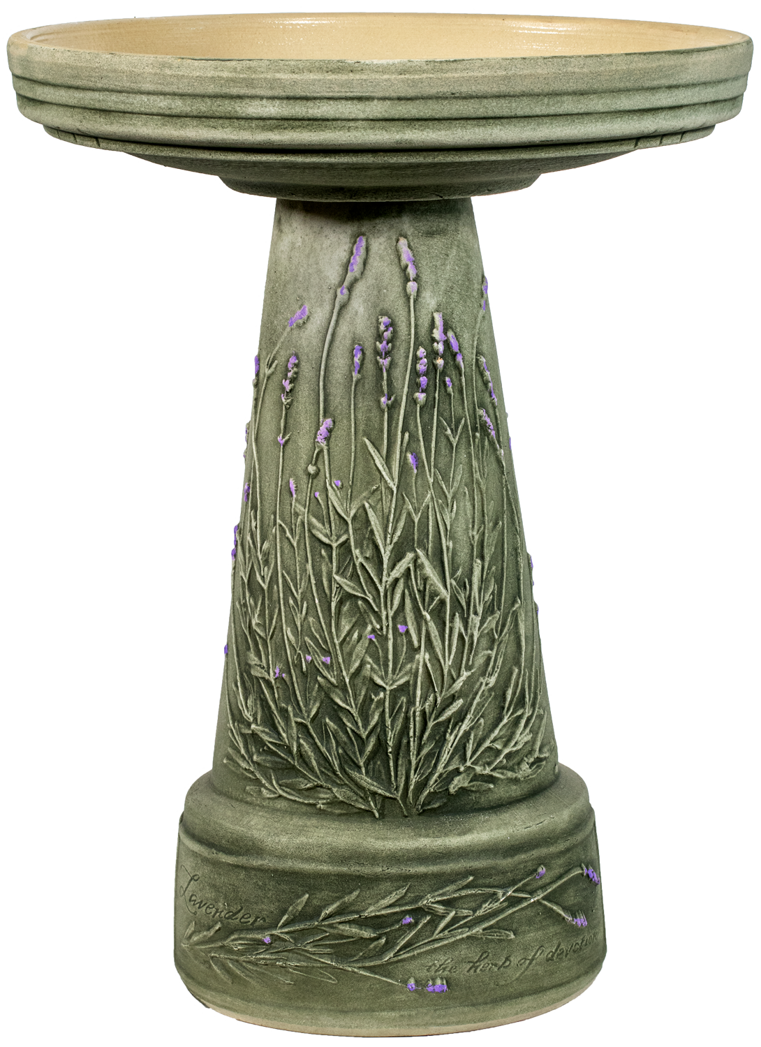 Handpainted Lavender Birdbath Set