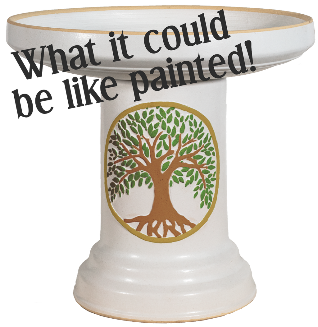 Tree of Life Birdbath Set - Matte White