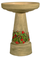 Strawberry Patch Birdbath Set - Handpainted