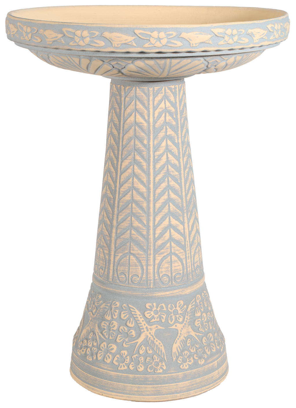 Summer Garden Birdbath Set - Spanish Moss