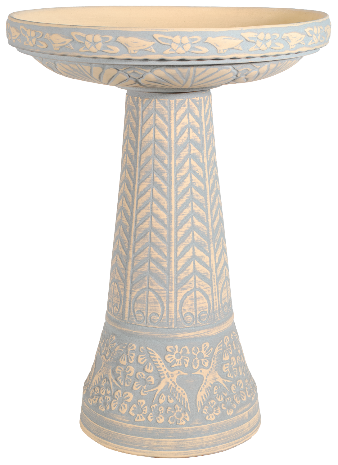 Summer Garden Birdbath Set - Spanish Moss