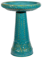 Summer Garden Birdbath Set - Mosaic Turquoise