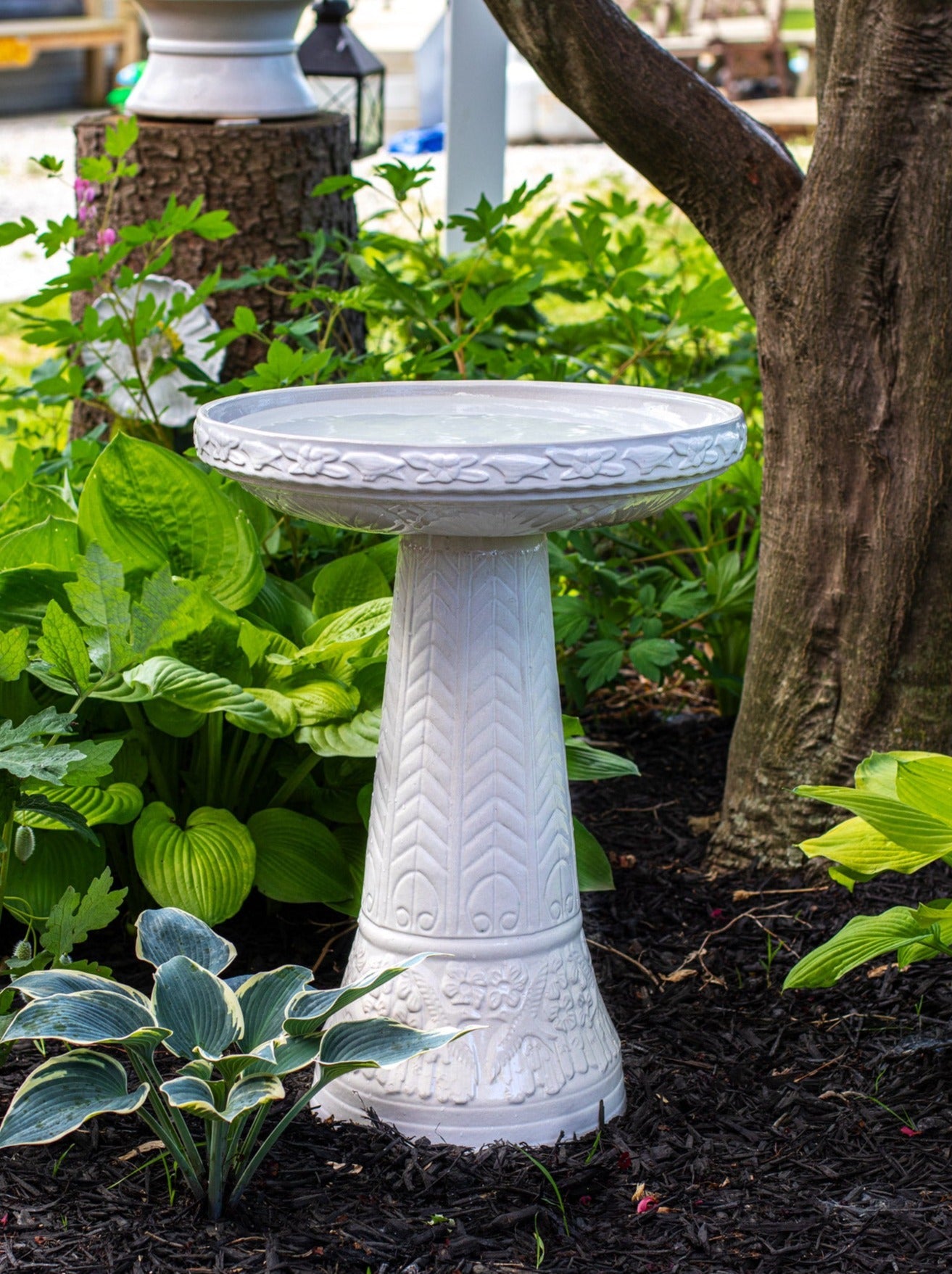 Summer Garden Birdbath Set - White