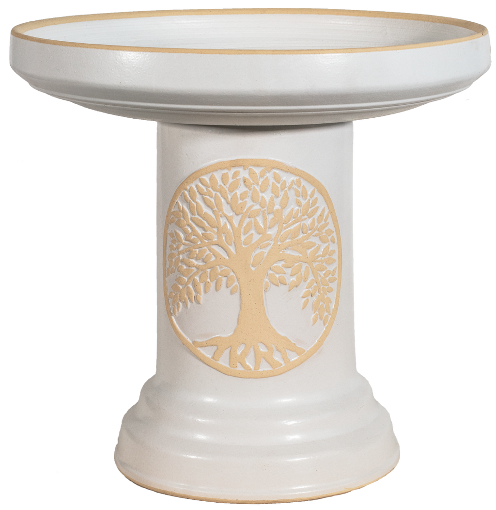 Tree of Life Birdbath Set - Matte White