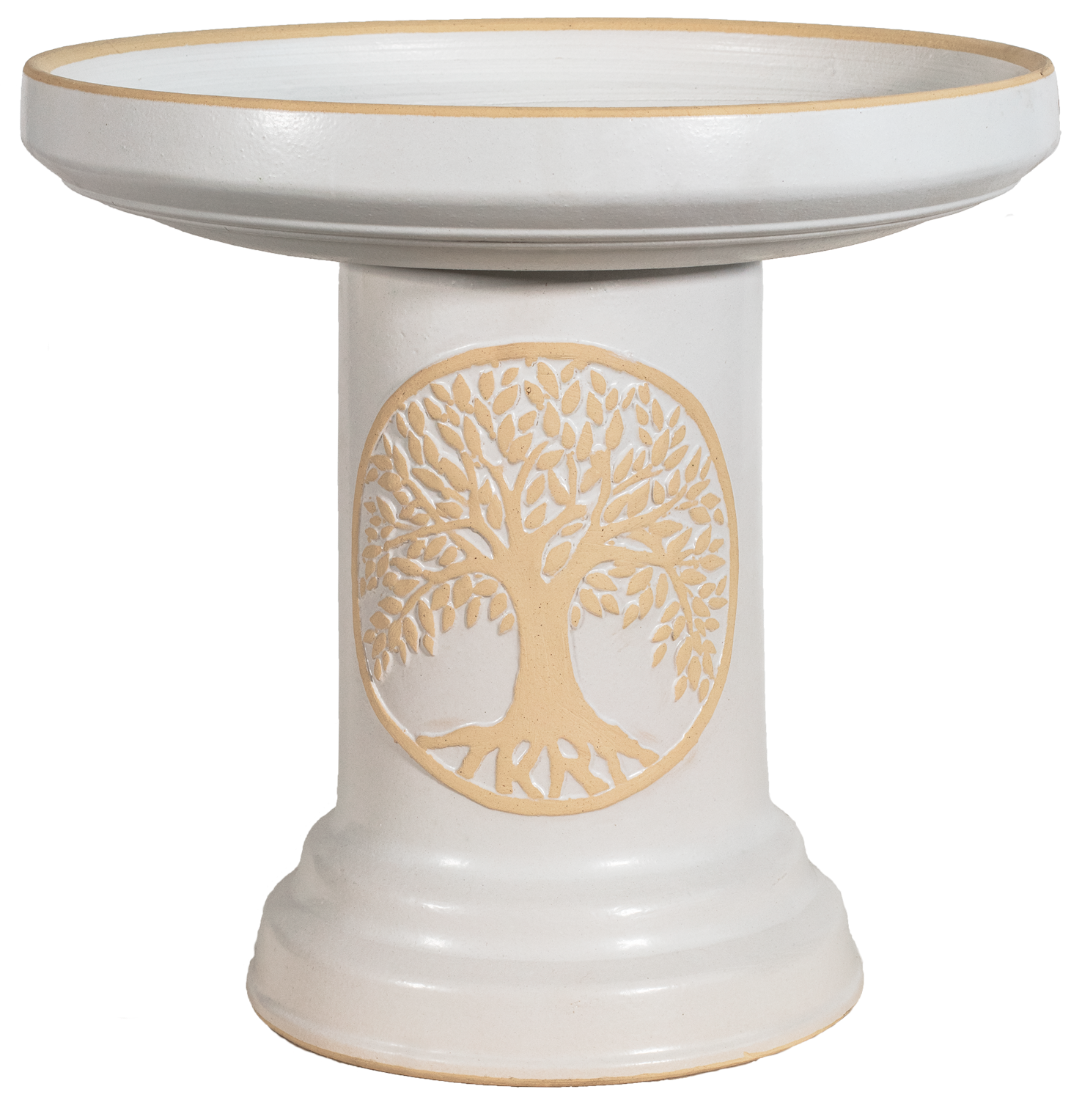 Tree of Life Birdbath Set - Matte White
