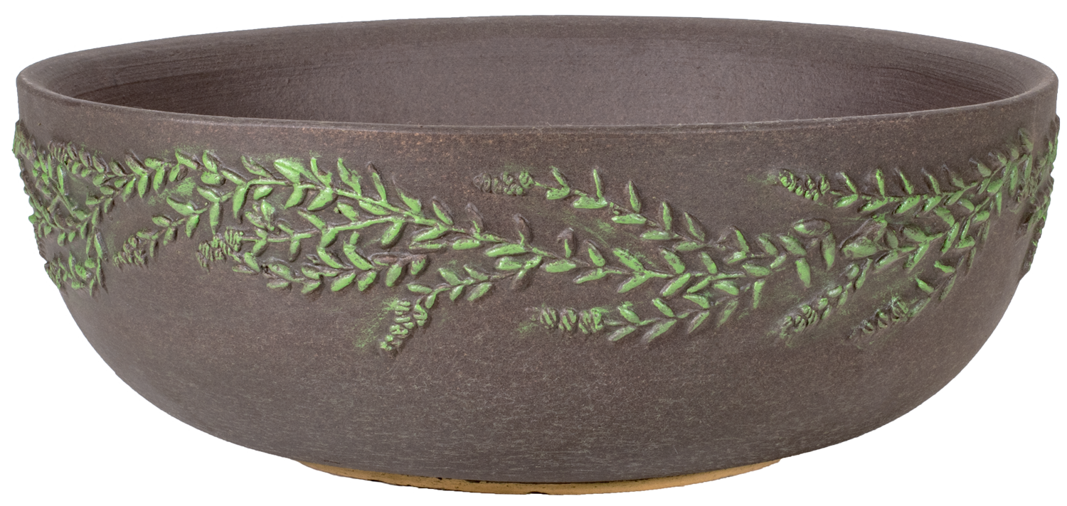 Wreath Low Bowl - Handpainted