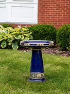 Zanesville Cobalt Blue Birdbath Set – Outdoor Decorative Garden Bird Bath