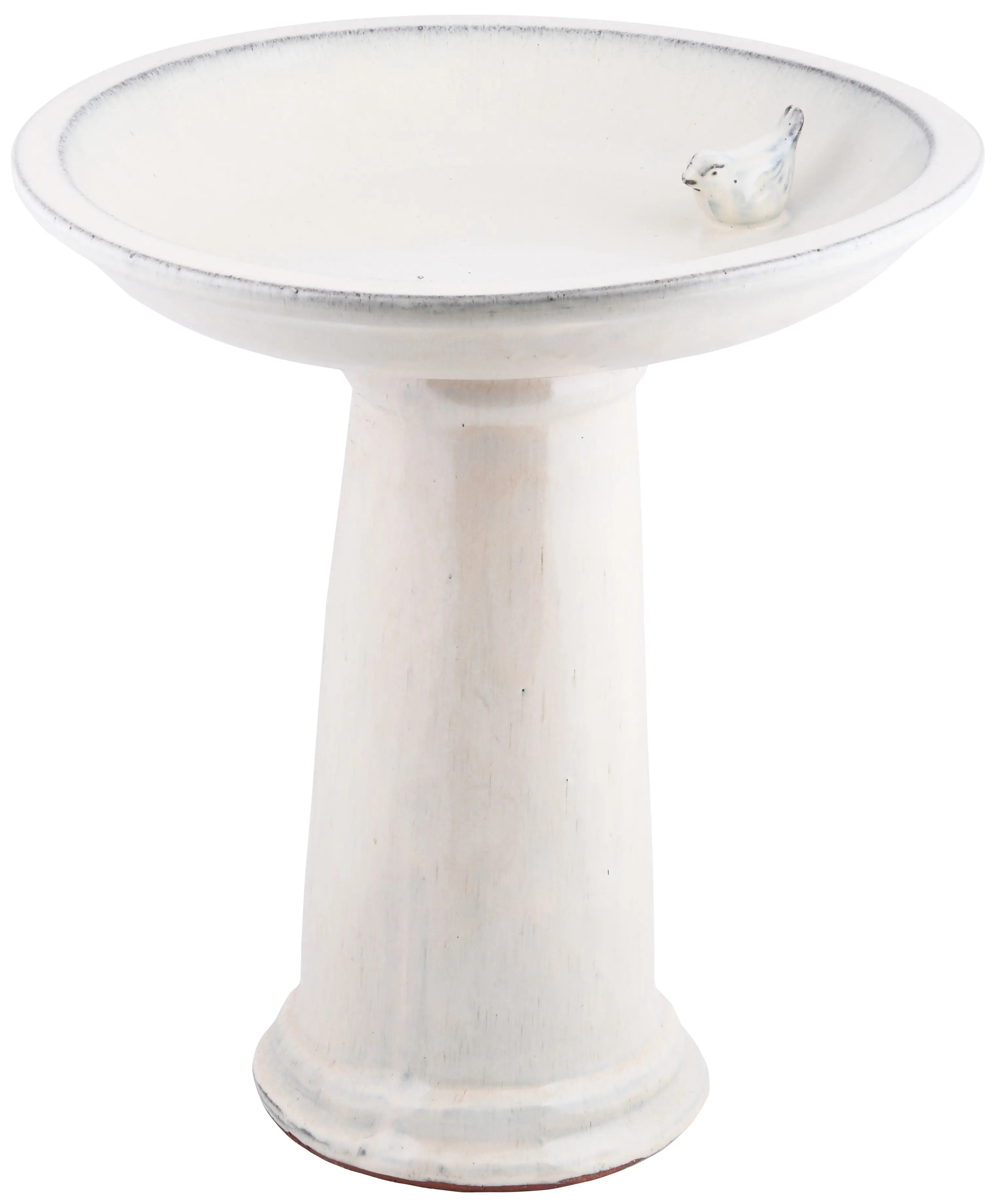 Bird Bath On Pedestal W/Bird Ceramic